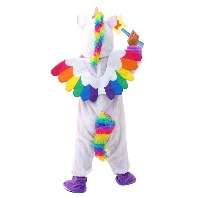 Kids Unicorn Costume with Wings & Star Wand - Toddler Dress Up Halloween Suit
