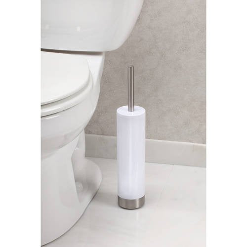 Stainless Steel Toilet Brush and Holder Set - White Bathroom Accessory