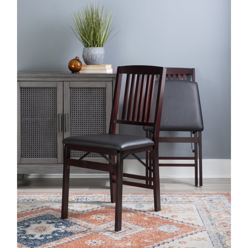 Folding Dining Chairs Set of 2 - Espresso Brown Mission Back