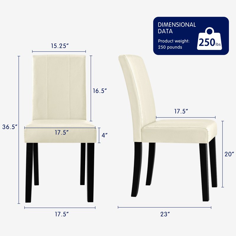 Modern Faux Leather Dining Chairs Set of 4 - White Upholstered