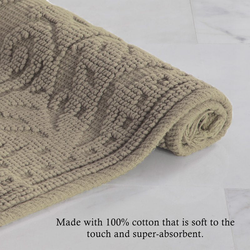 Cotton Fringe Bath Rug 21 x 34 in. Linen Boho Bathroom Mat - Jean Pierre Ricardo