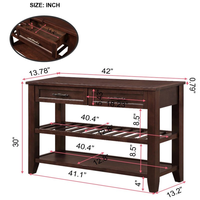 42" Console Table with 2 Drawers - Multi-Functional Entryway Sofa Table