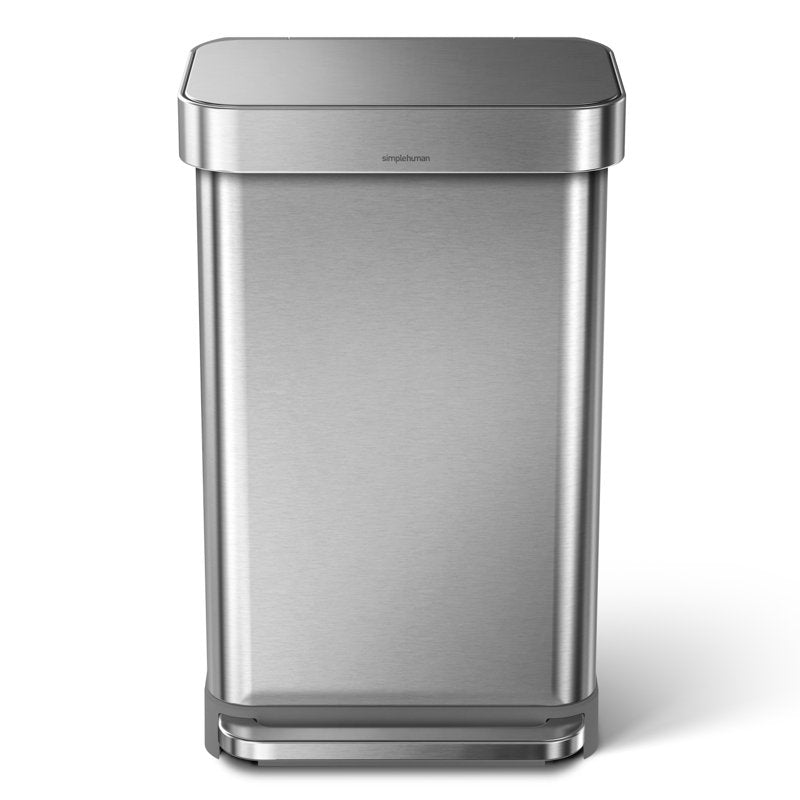 Stainless Steel Step Trash Can - 11.8 Gallon with Soft Close Lid - Brushed Steel Lid