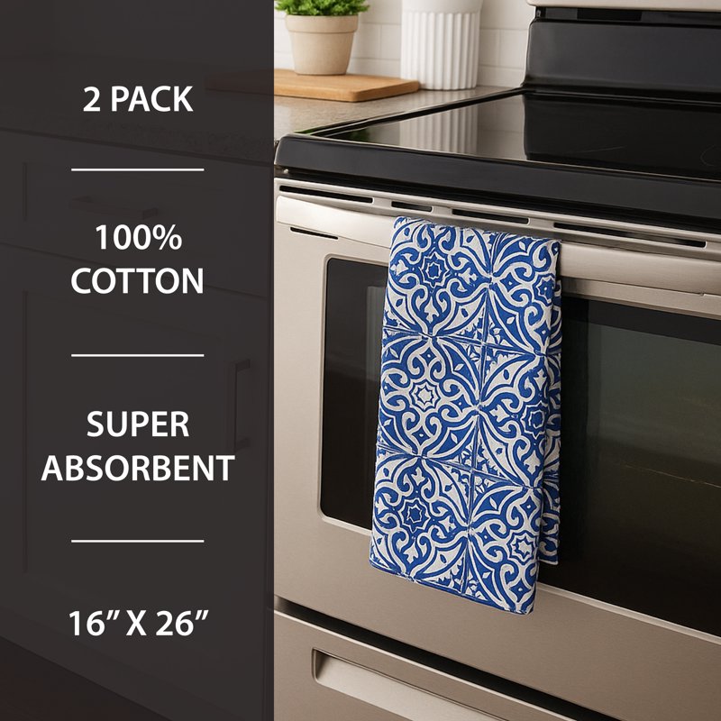 Oversized Kitchen Towels - 2 Pack, 100% Cotton, 18x28"
