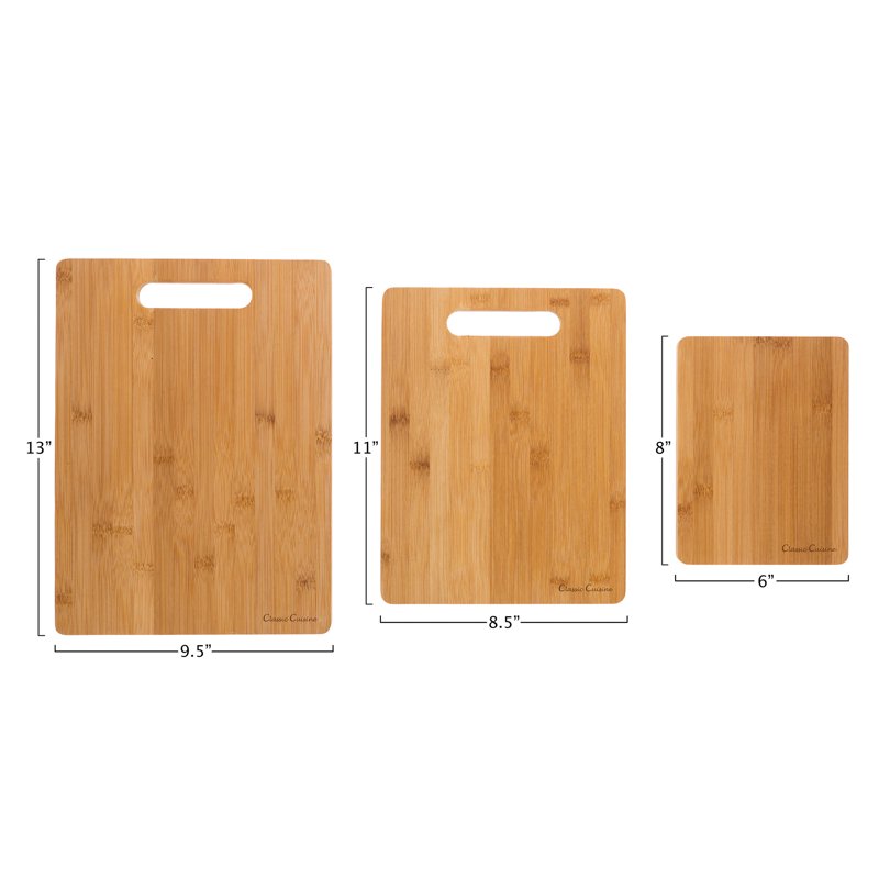 Eco-Friendly Bamboo Cutting Board Set - 3-Piece Kitchen Set