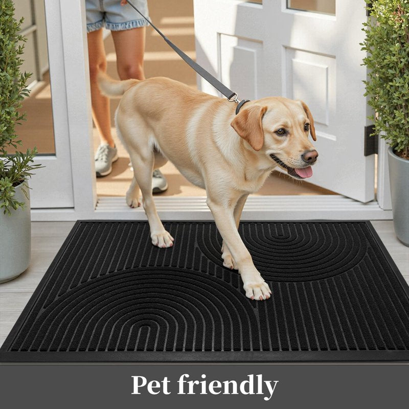 Outdoor Welcome Mat 24x35 Inches Arch-Black Non Slip Absorbent Rubber Entry Rug