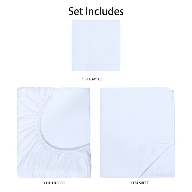 Mainstays Twin Microfiber Bed Sheet Set - Arctic White, 3-Piece