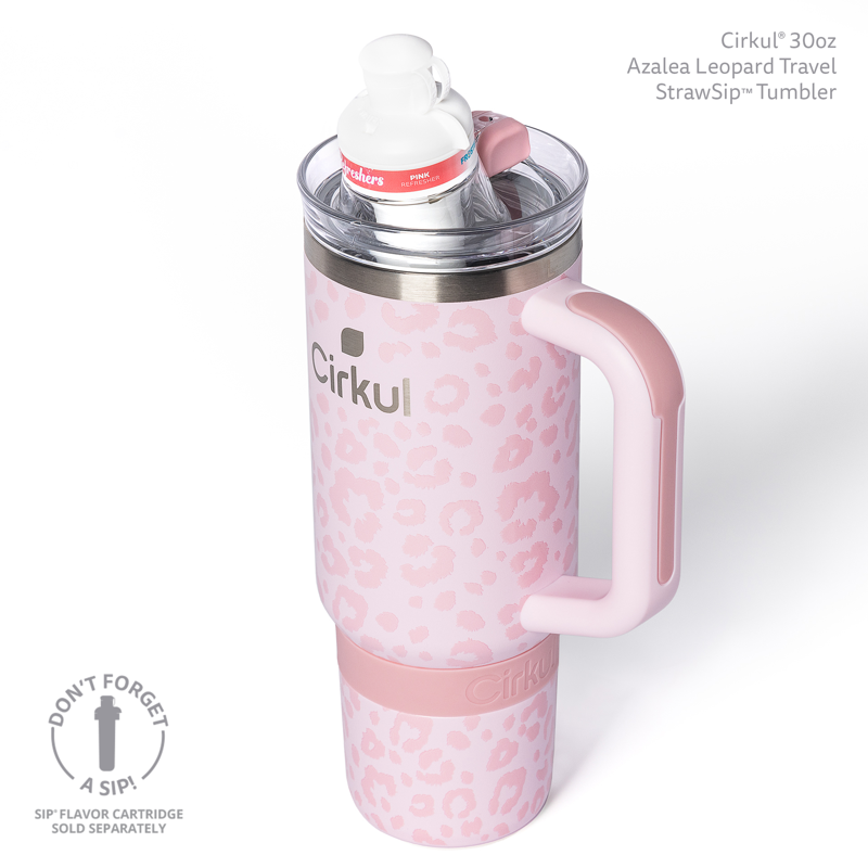 30oz Travel Stainless Steel Tumbler with Handle - Azalea Leopard