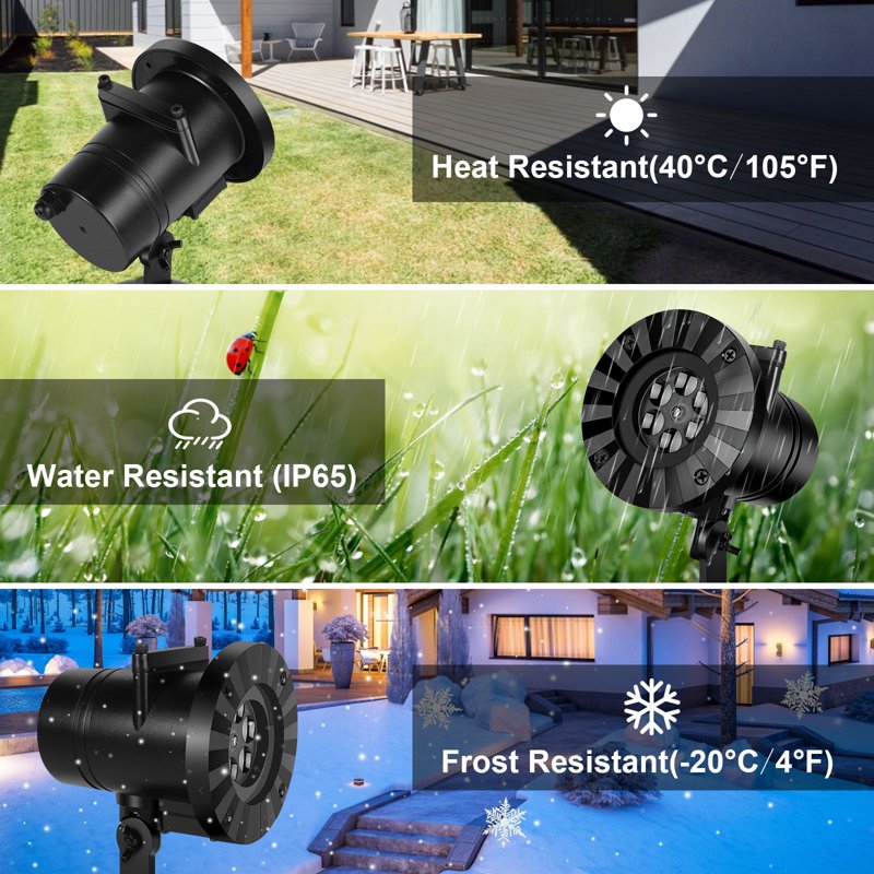 Outdoor Christmas LED Projector Lights with 16 Moving Holiday Patterns