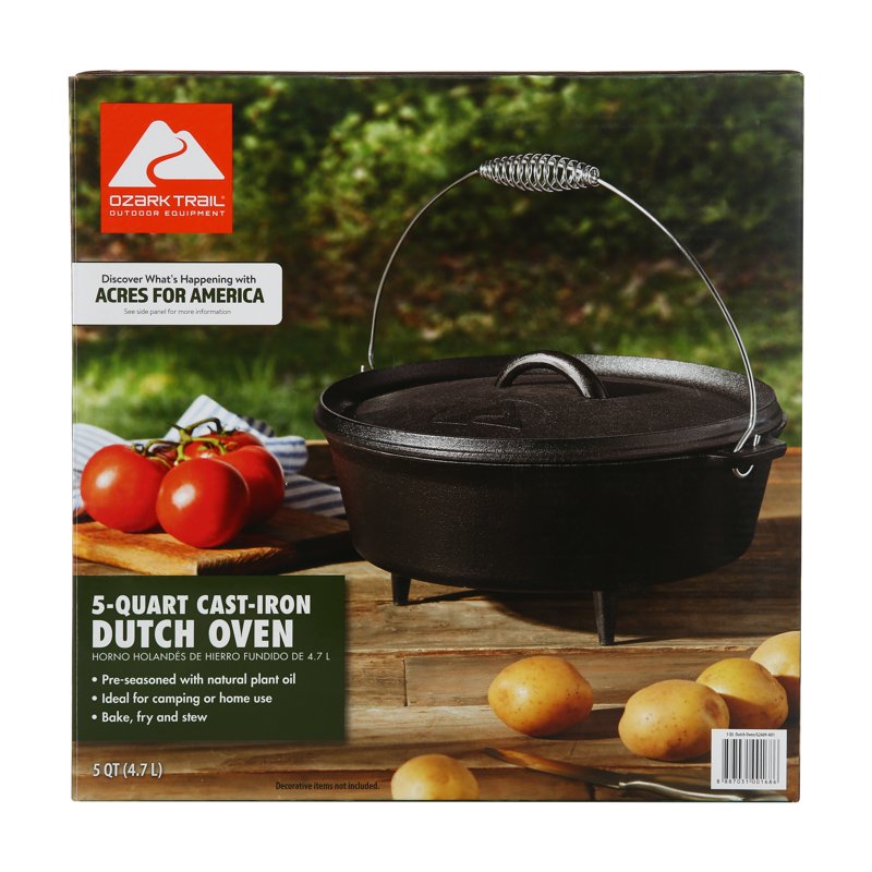 5-Quart Pre-Seasoned Nonstick Cast Iron Dutch Oven with Bail Handle
