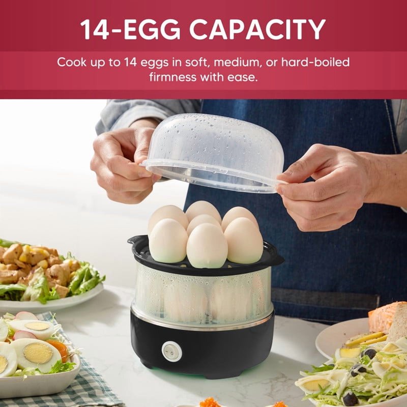 Automatic Electric Egg Cooker - 14 Egg Capacity for Hard, Medium & Soft Boiled