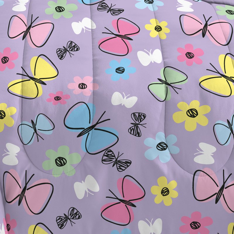 Full Size Dream Factory Sweet Butterfly Child Comforter Set - Microfiber, 7 Pieces