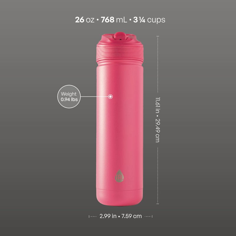 26oz Stainless Steel Ranger Water Bottle with Easy Sip Straw - Hot Pink