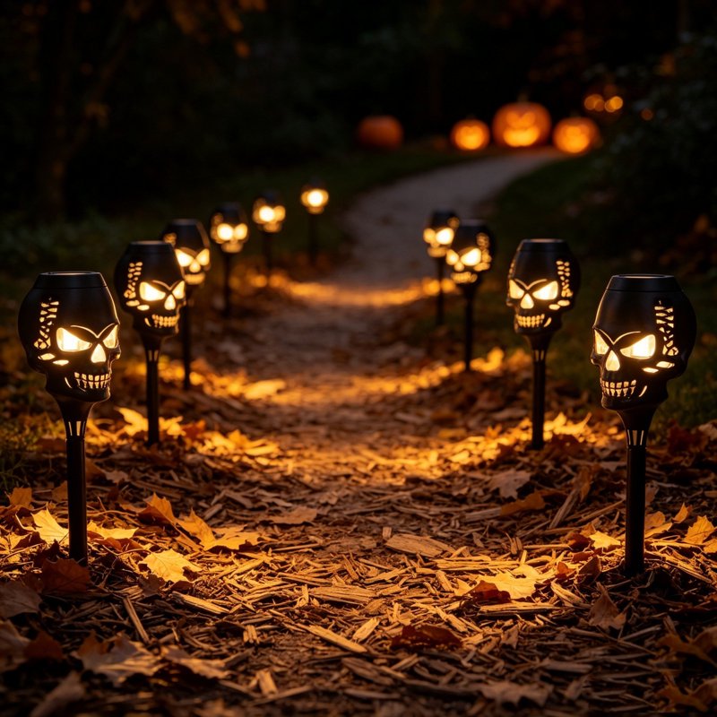 Solar Skull Yard Stake Light - Waterproof Outdoor Ground Lamp with Auto On/Off - Variation 1#C