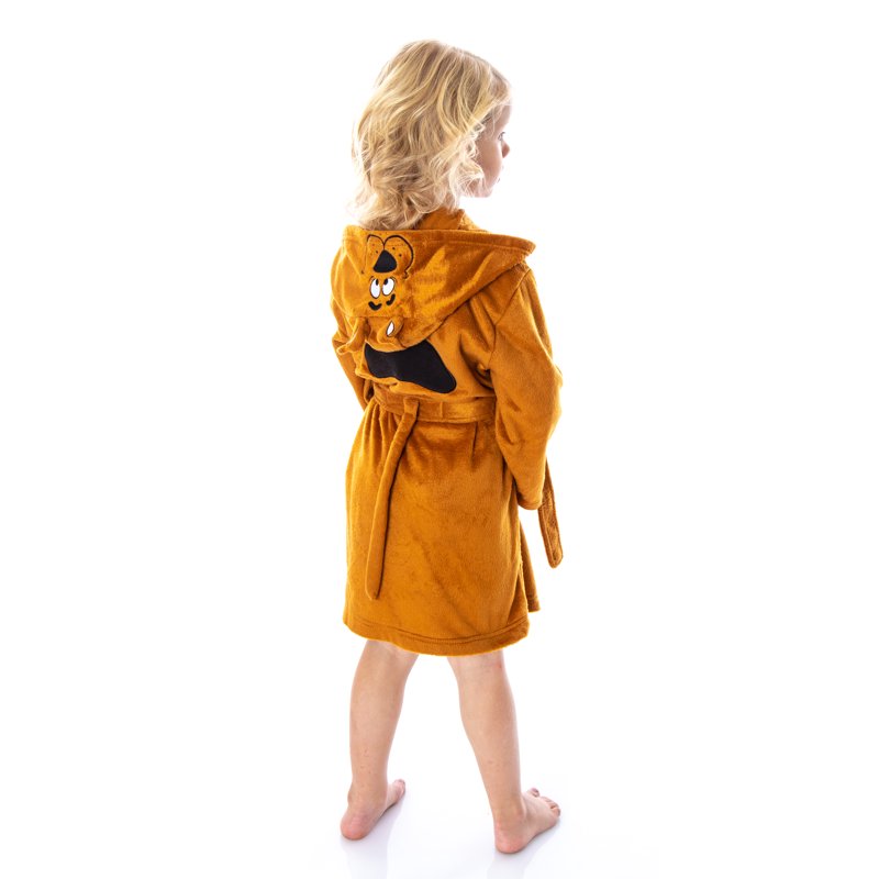 Toddler Scooby-Doo Hooded Costume Robe - Soft Plush with Ears, Brown 4T-5T