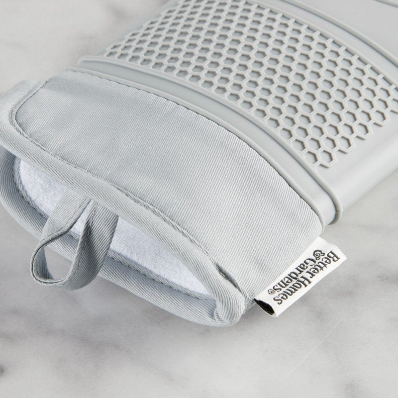 Silicone Kitchen Set - 4 Piece Gray Oven Mitt & Potholder Set