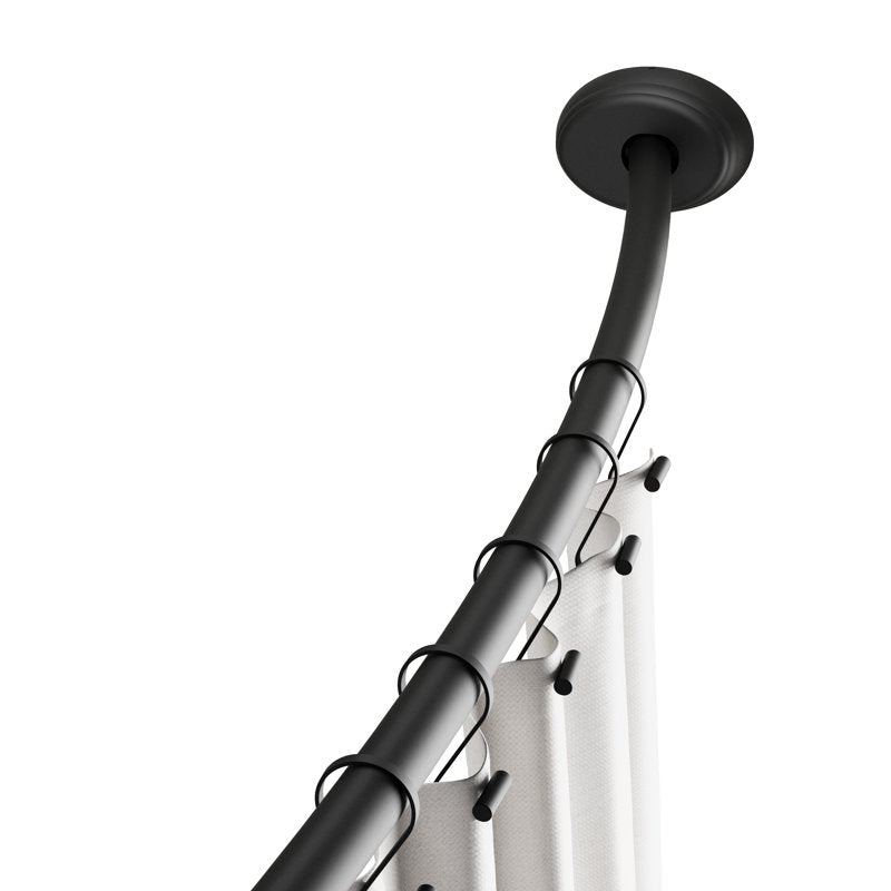 Curved Shower Curtain Rod 50-72 Inch Adjustable Tension Wall Mount Black