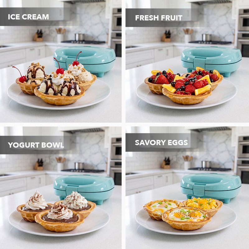 Electric Waffle Bowl Maker - 520W Non-Stick Dessert & Ice Cream Cup Baker