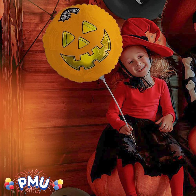 Halloween Pumpkin Mylar Balloon - 18 Inch Foil Balloon for Parties - Pumpkin Fun Variation