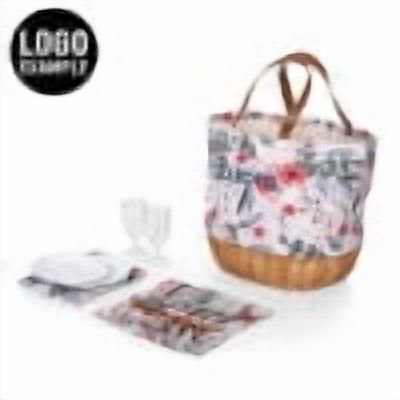 Floral Promenade Picnic Basket for 2 - Beige Canvas