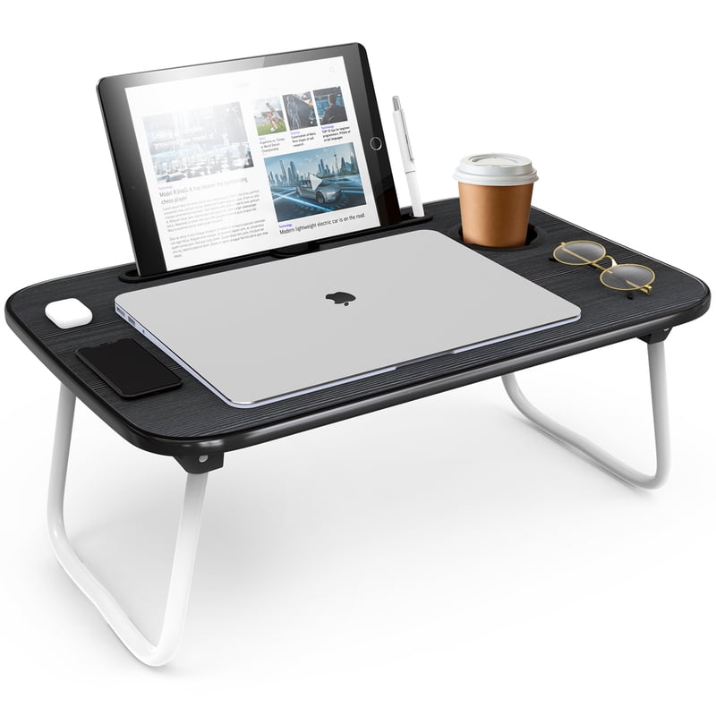 Nestl Petite Small Reading Pillow with Arms and Portable Lap Desk - Gray
