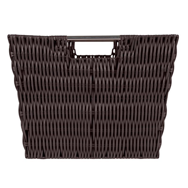 Large Rattan Storage Tote Basket with Handles - Chocolate, Brown Variation