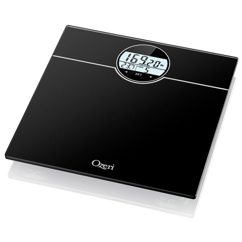 Black Body Weight Scale with BMI & BMR - 440 lbs Capacity, Weight Change Detection