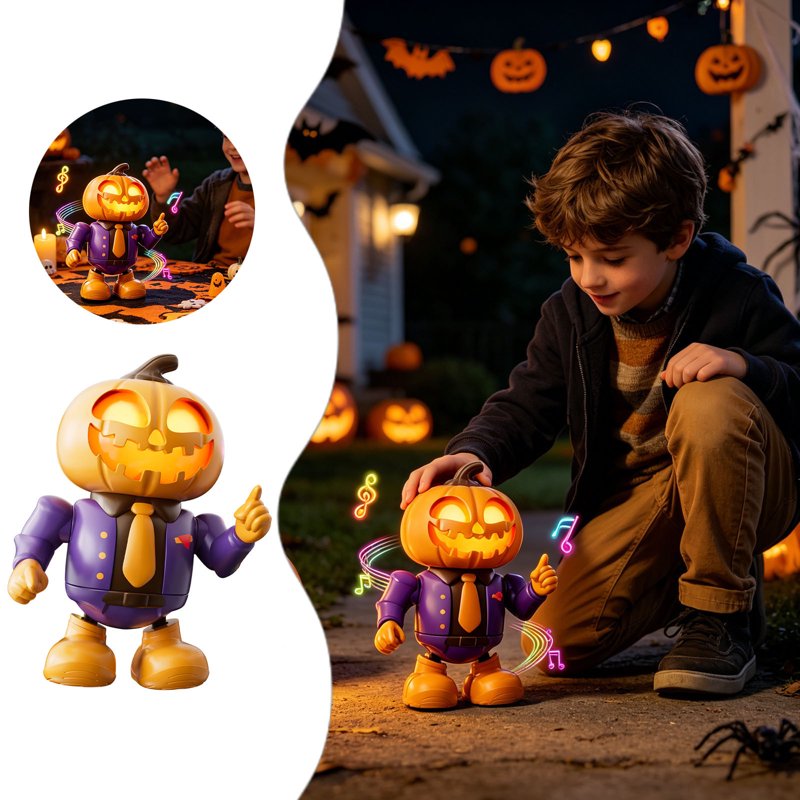 Dancing Halloween Robot Toy with Music & LED Eyes - Kids Animated Robot