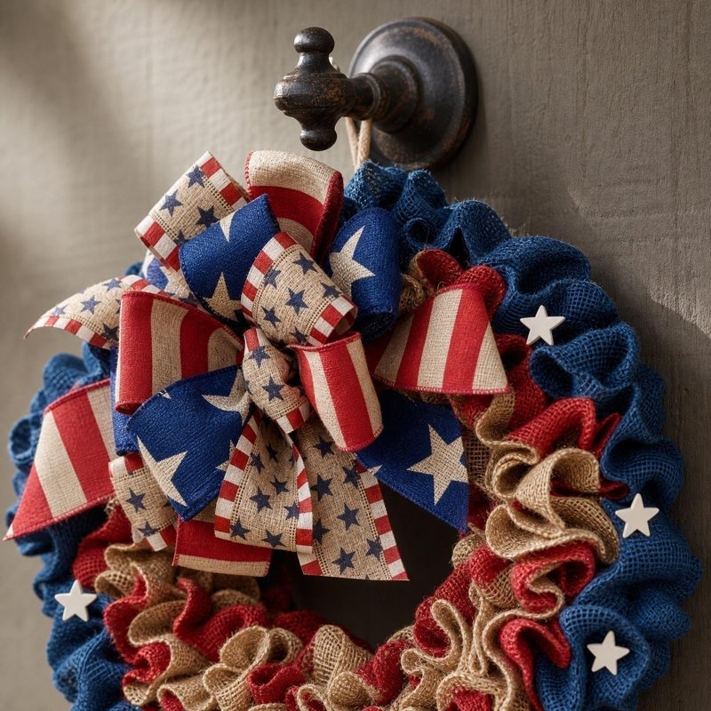 Patriotic Wreath Decorations - 250th Year Independence Day Red White Blue Flower Wreath Z0D Variation