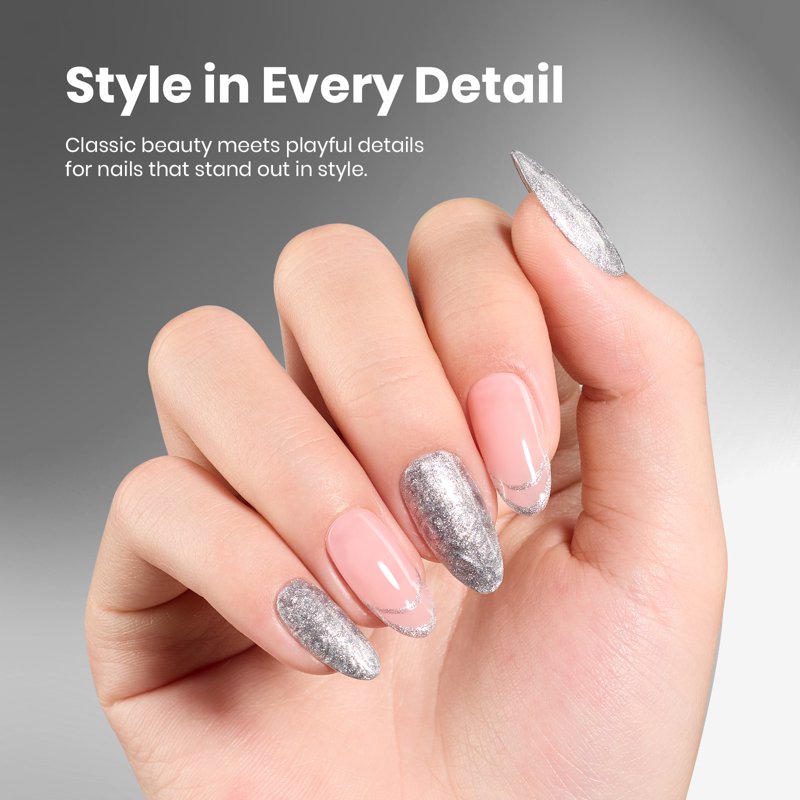 Metallic Silver Gel Nail Polish - Long-Lasting Chip-Resistant UV LED Formula