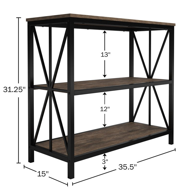 Industrial 3-Tier Bookshelf - Modern Etagere for Home & Office