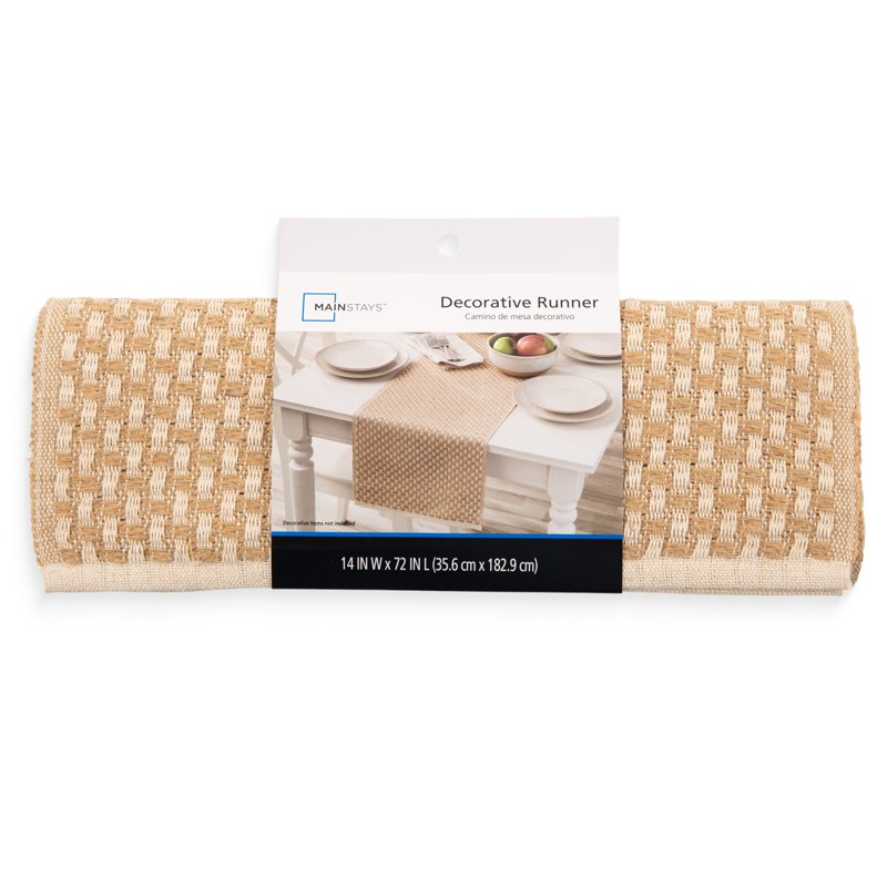 Natural Jute and Cotton Blend Table Runner, 14" x 72"