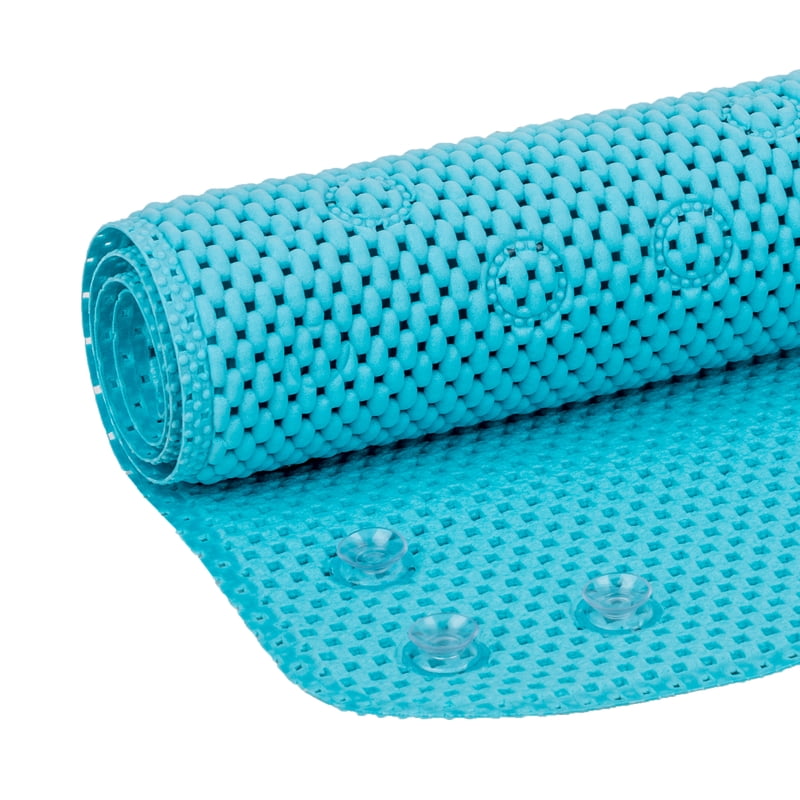 Aqua Blue Cushioned Foam Bathtub Mat 17 x 36 Inches with Suction Cups - Variation of THIS listing