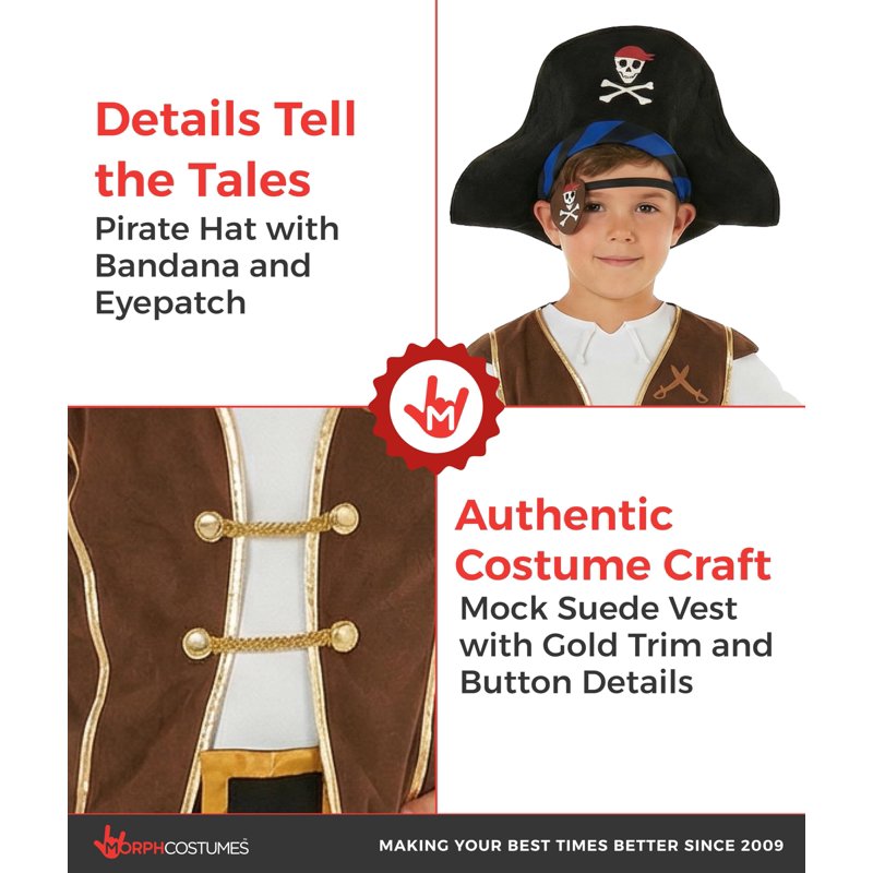 Kids Pirate Costume Hat and Toy Sword Set - Blue, Size M