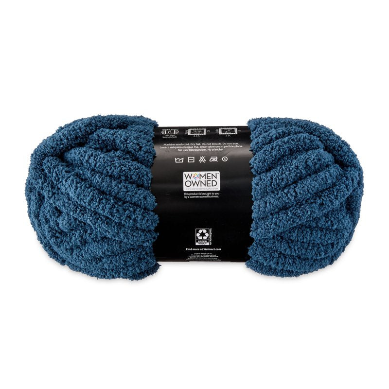 Super Bulky Chenille Yarn with Sparkle - Orion Blue, 31.7 yd, 100% Polyester