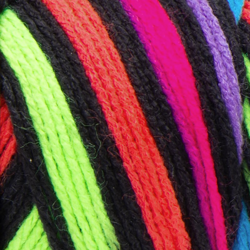 Red Heart Super Saver Worsted Acrylic Yarn Neon Stripes - Single Skein