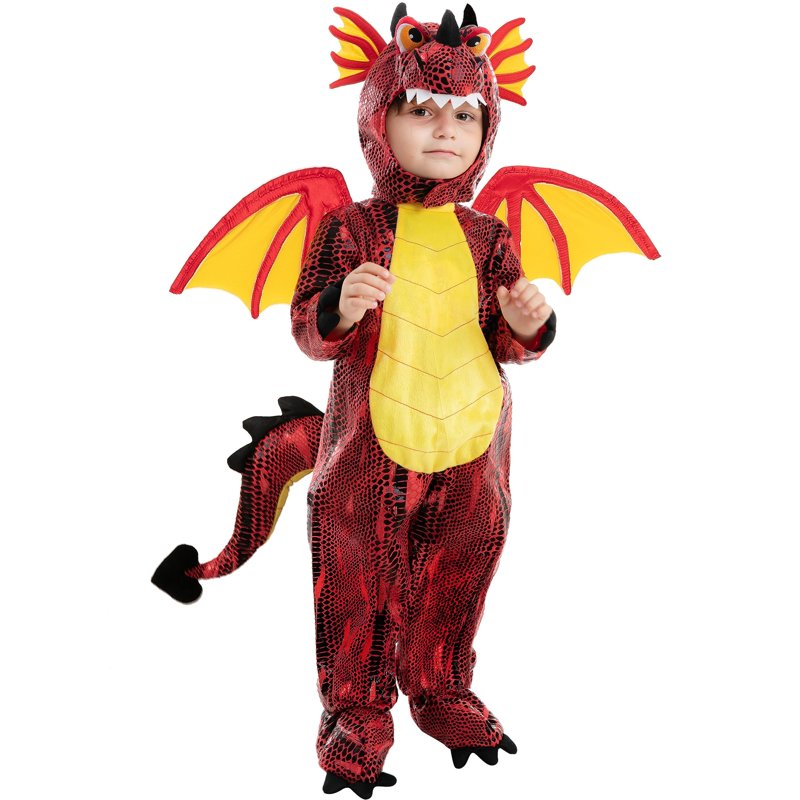 Red Dragon Kids Costume - Dinosaur & Dragon Halloween Dress Up for Ages 3-7