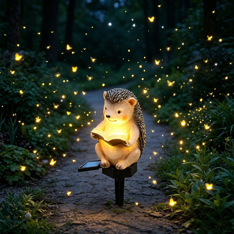 Solar Hedgehog Garden Stake Light - Outdoor Resin Animal Lamp, Waterproof, Ambient Lighting, Variation K