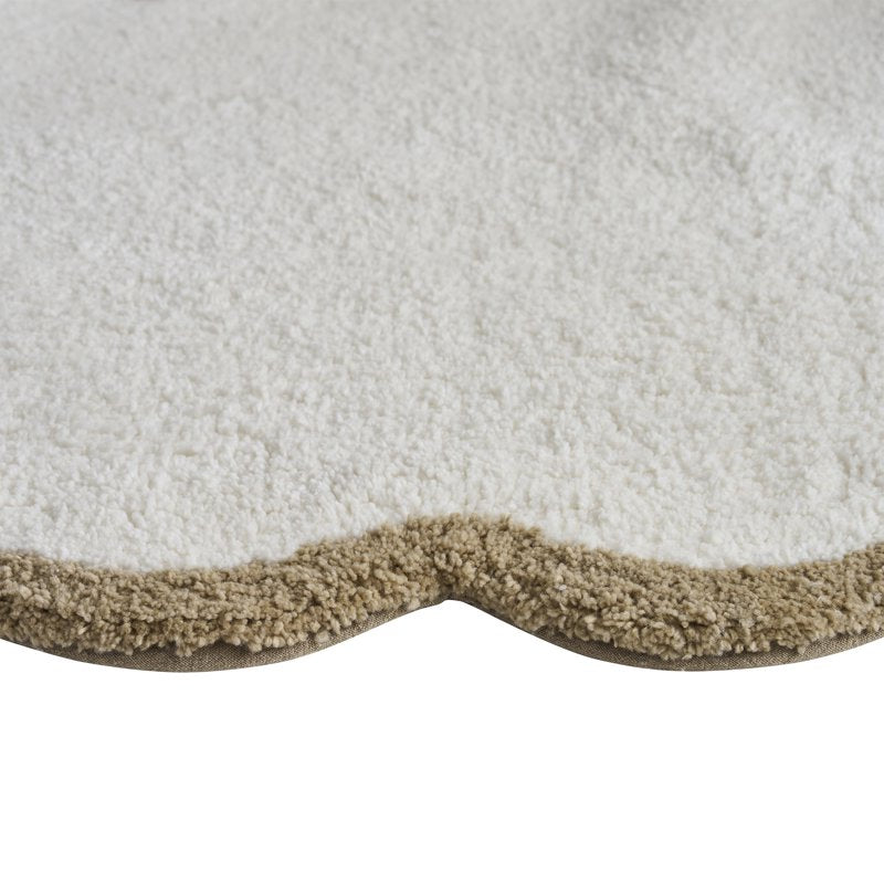 Cotton Bath Rug with Scalloped Edge - Ivory, 20 x 32 Inches - My Texas House Whitney