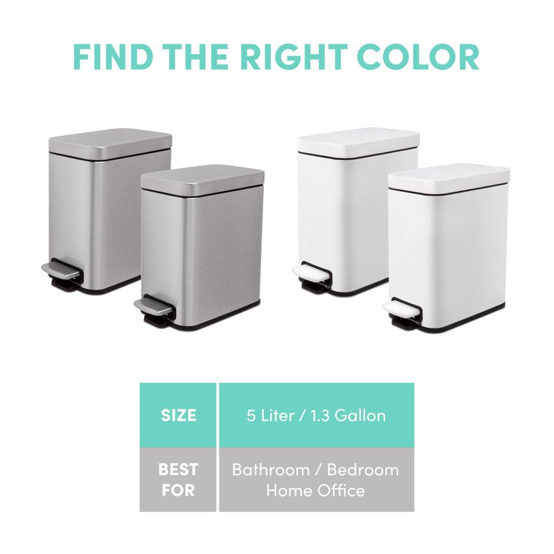 Stainless Steel Slim Step-On Trash Can Twin Pack - 1.3 Gallon
