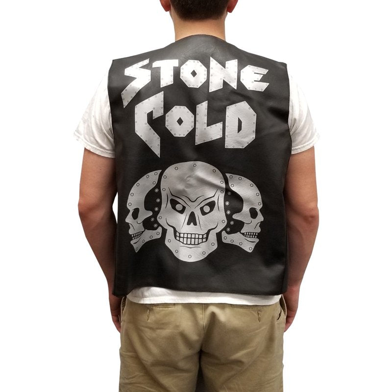 Men's Faux Leather Skull Vest - Stone Cold Steve Austin Costume, Medium & 3XL Variations