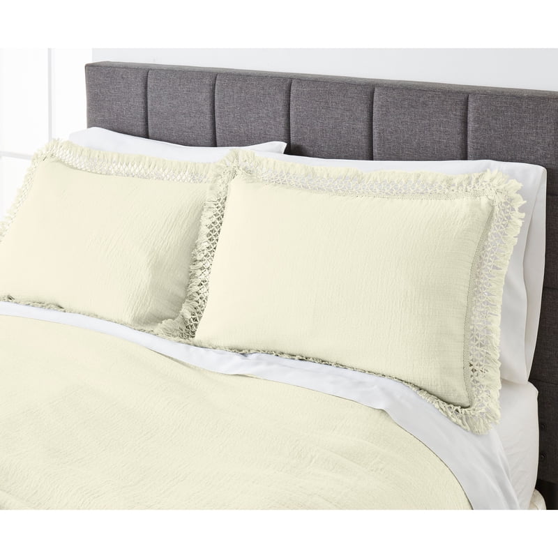 King Textured Matelassé Duvet Cover Set - Cream, Vanilla Dream Variation