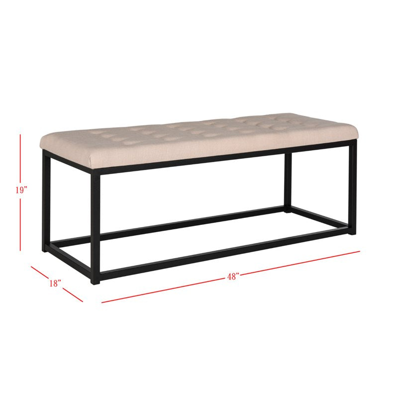 Contemporary Modern Glam Tufted Bench - Beige/Black