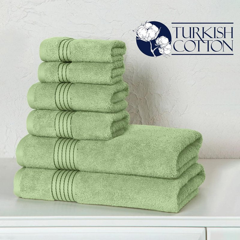 Turkish Cotton 6-Piece Towel Set - Bath, Hand & Washcloths in Sage