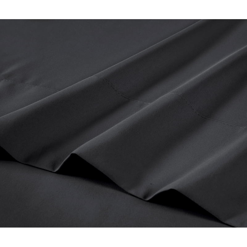 Mainstays Comfort Chill King Microfiber Bed Sheet Set - Rich Black, 4 Piece
