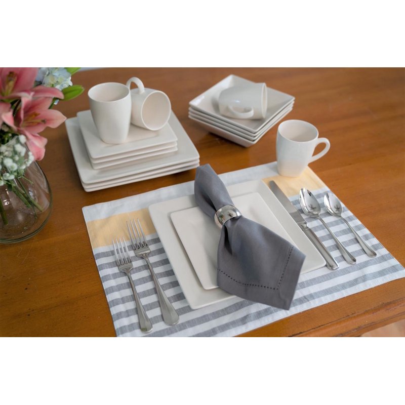16-Piece Stoneware Dinnerware Set - Cream White