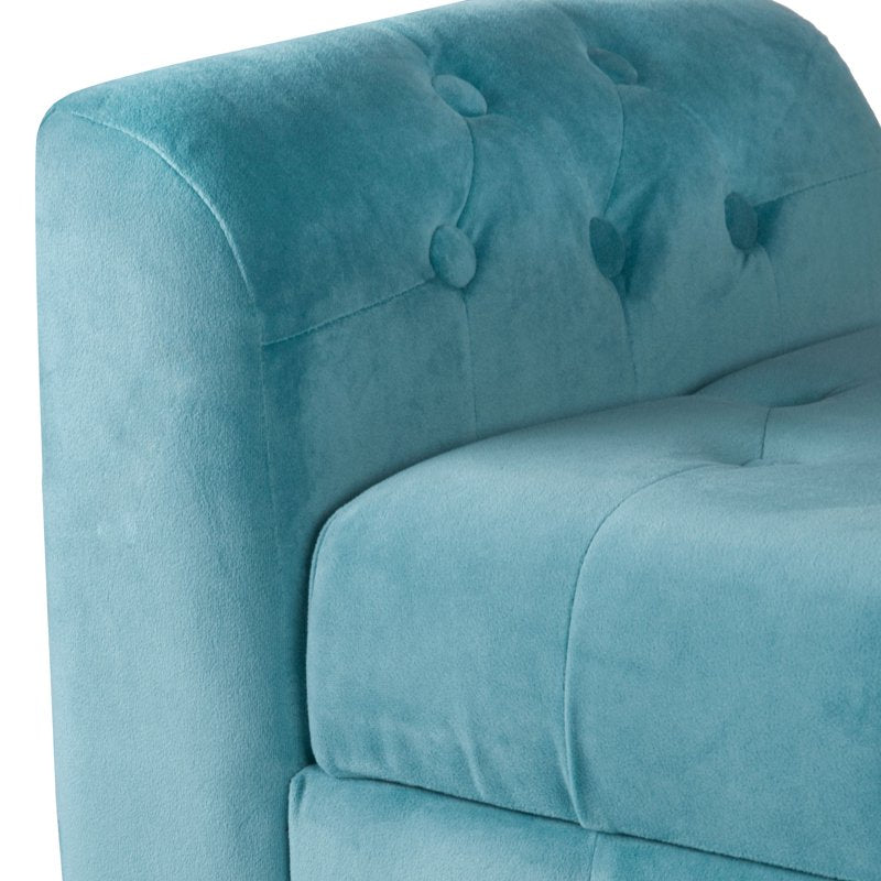 Velvet Tufted Storage Bench - 50" W x 18" D x 23" H - Teal