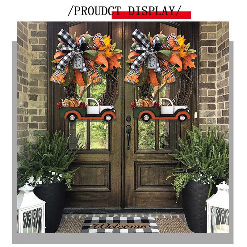 Thanksgiving and Halloween Wreath - Fall Door Decor 12x12 Inch