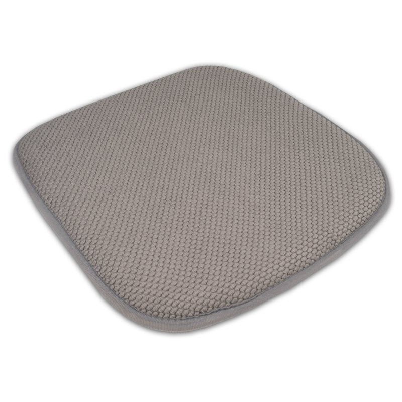 Memory Foam Chair Pad - 16" x 16" Non-Slip - Silver, 2 Pack