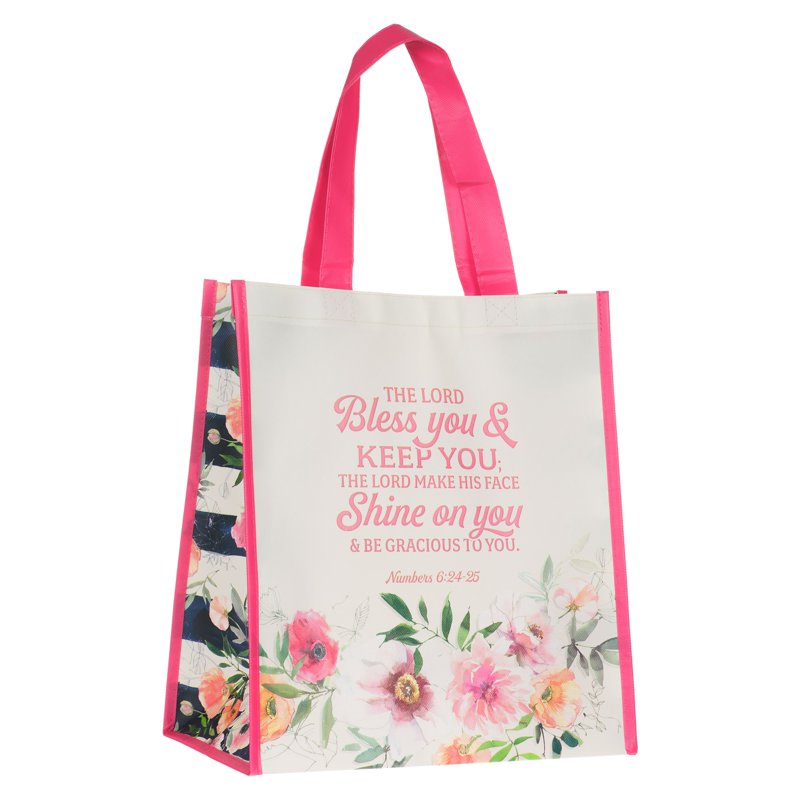 Inspirational Reusable Tote Bag - Bless You and Keep You